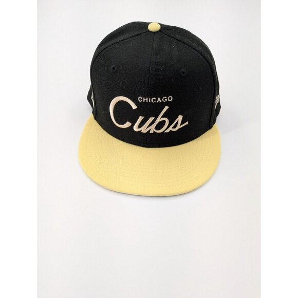 Chicago Cubs New Era‎ Script 9FIFTY Snapback MLB Hat Black Yellow